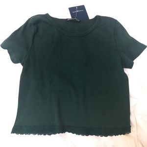 laced and cropped green t-shirt